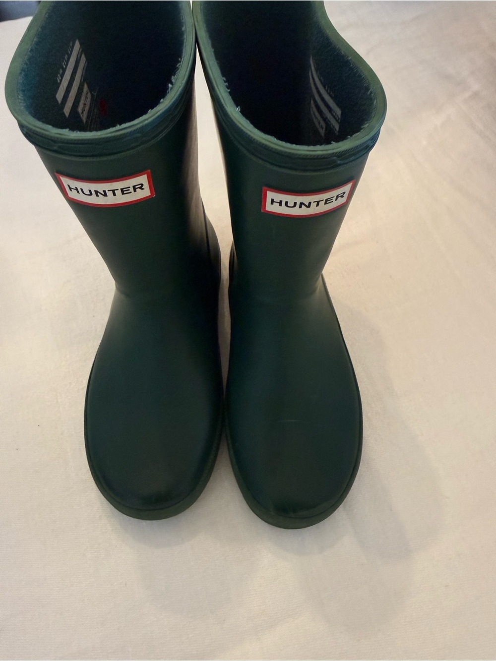 Hunter Kids Green Matte Rain Boots with Logo